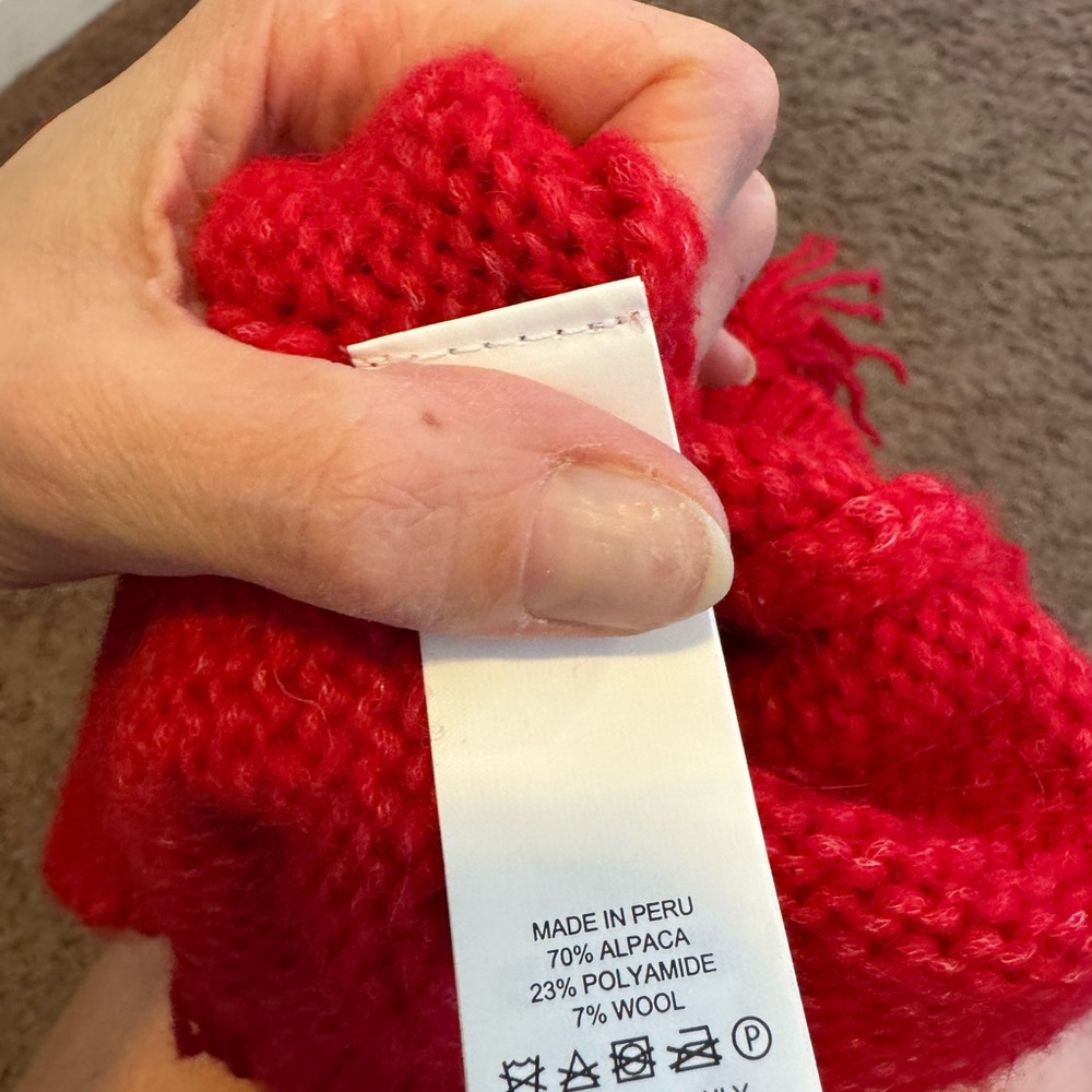 Kate Spade Broome Street Red Airy Wool Alpaca Tassel Sweater Oversized M $348 - Picture 6 of 9